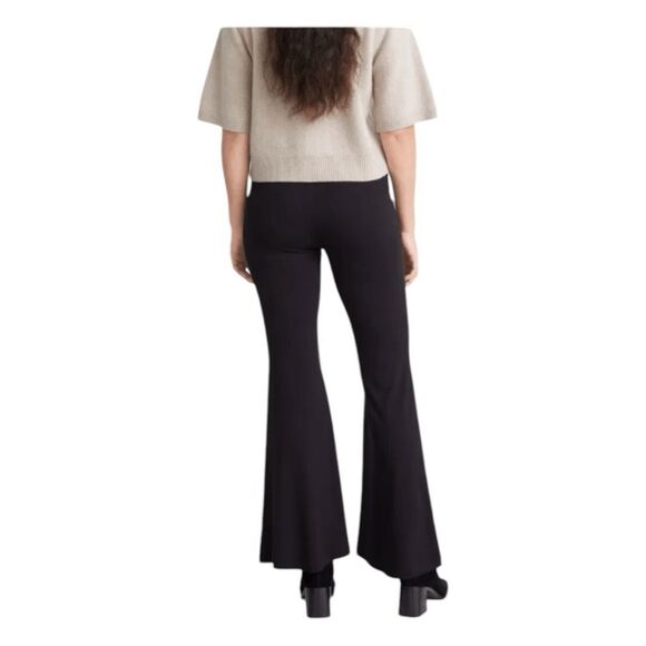 & Other Stories Stockholm Atelier Flare Trousers Black Crepe Knit Pull-On Split - Picture 5 of 13